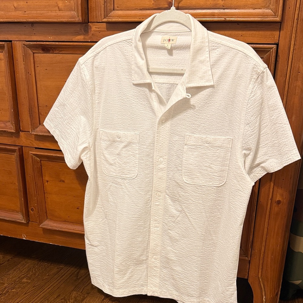j crew Textured White Casual Shirt